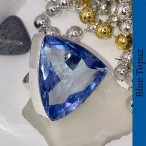 :-: RADIANT :-: Blue Topaz Gemstone Chunky Handmade Ring